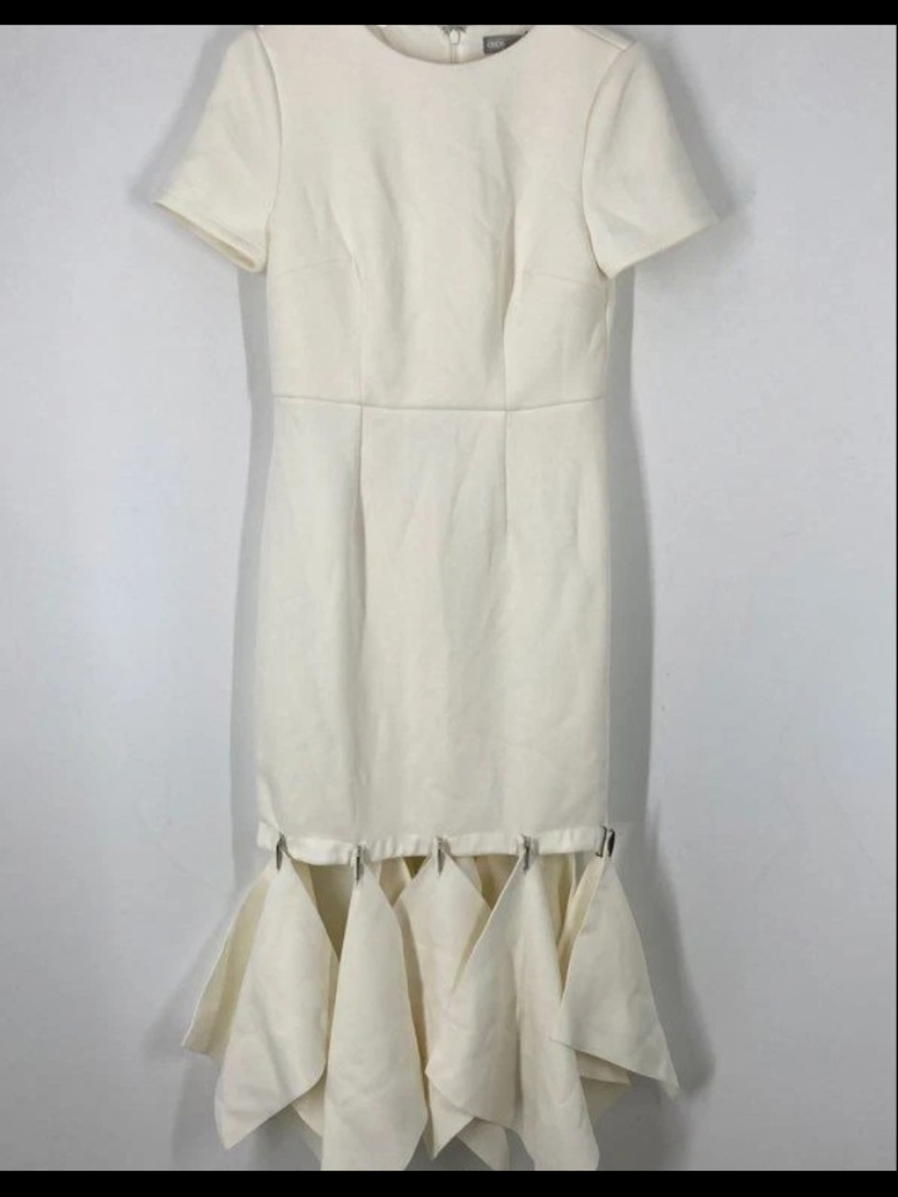 ASOS Women's Ivory Crew Neck Short Sleeve Knee Length Sheath Dress Size 8